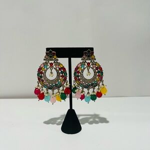 Beautiful Indian earrings for women | Gold plated with multicolored beads|